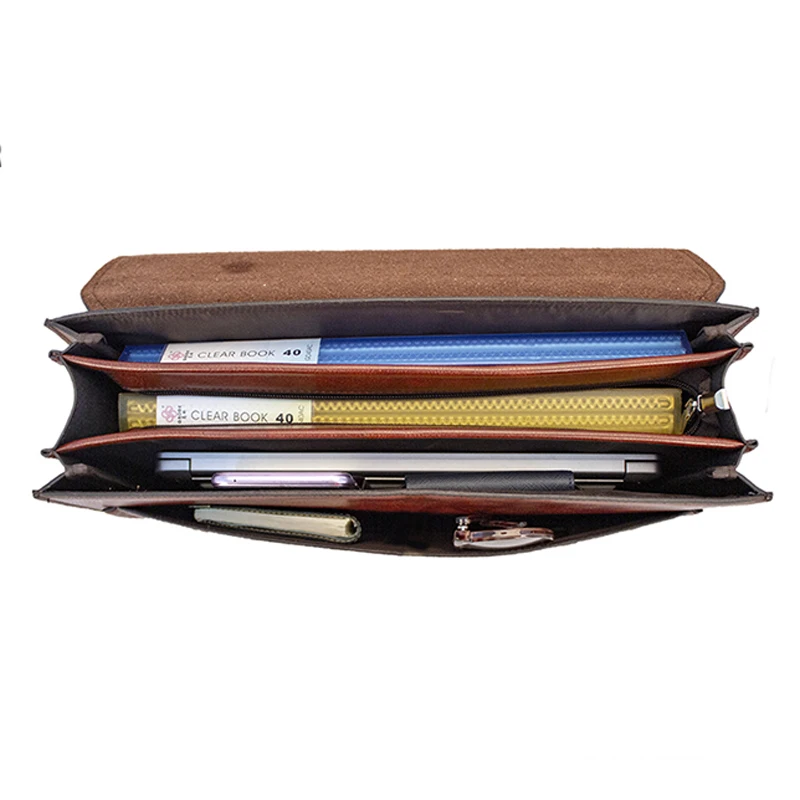 Leather Bags Design Business Laptop waterproof computer Handbag Coffee Men Bag Soft Sided Leather Briefcase
