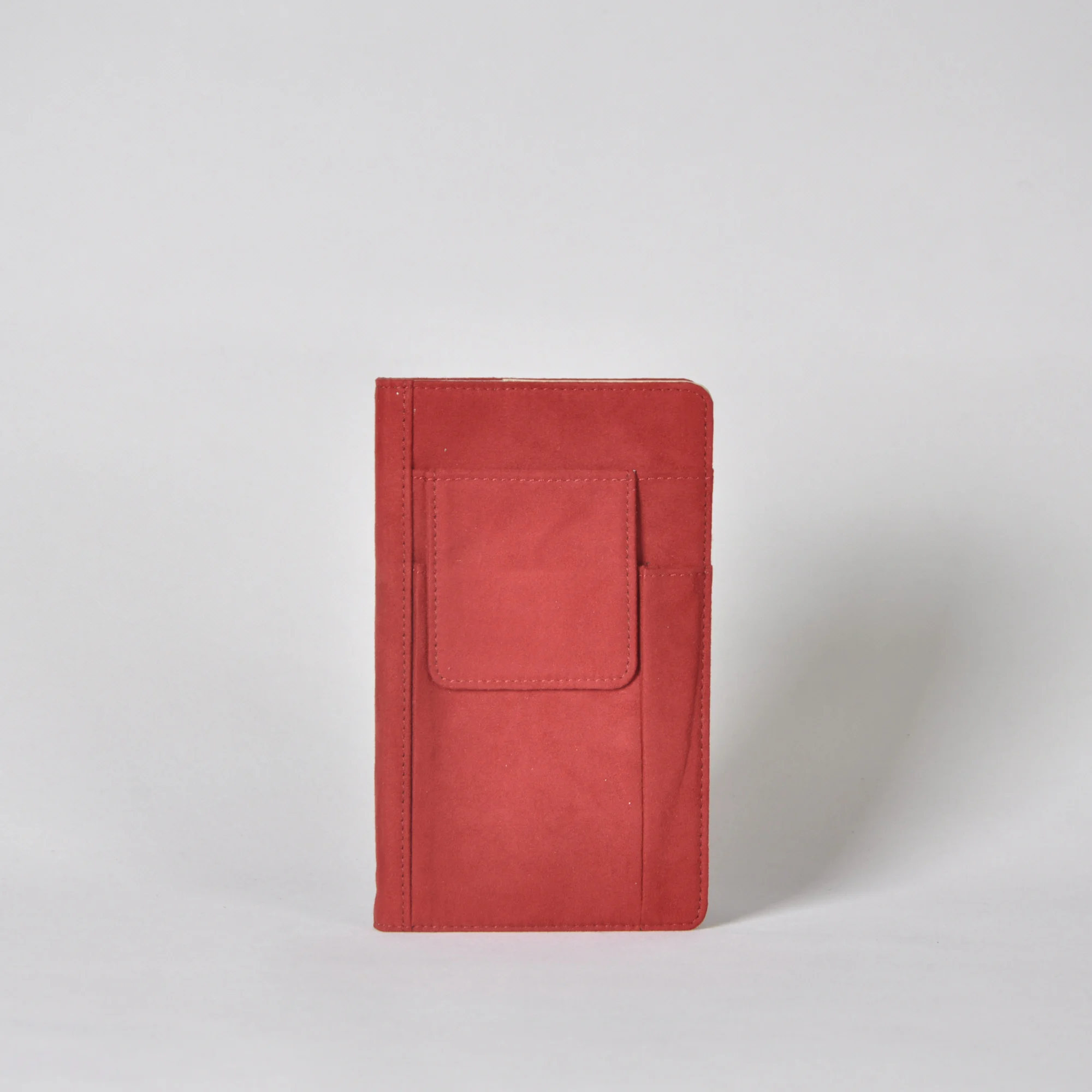 Customized Notebook PU Leather Cover Book Notebook Cover with Phone Mobile Pocket and Pen Slot