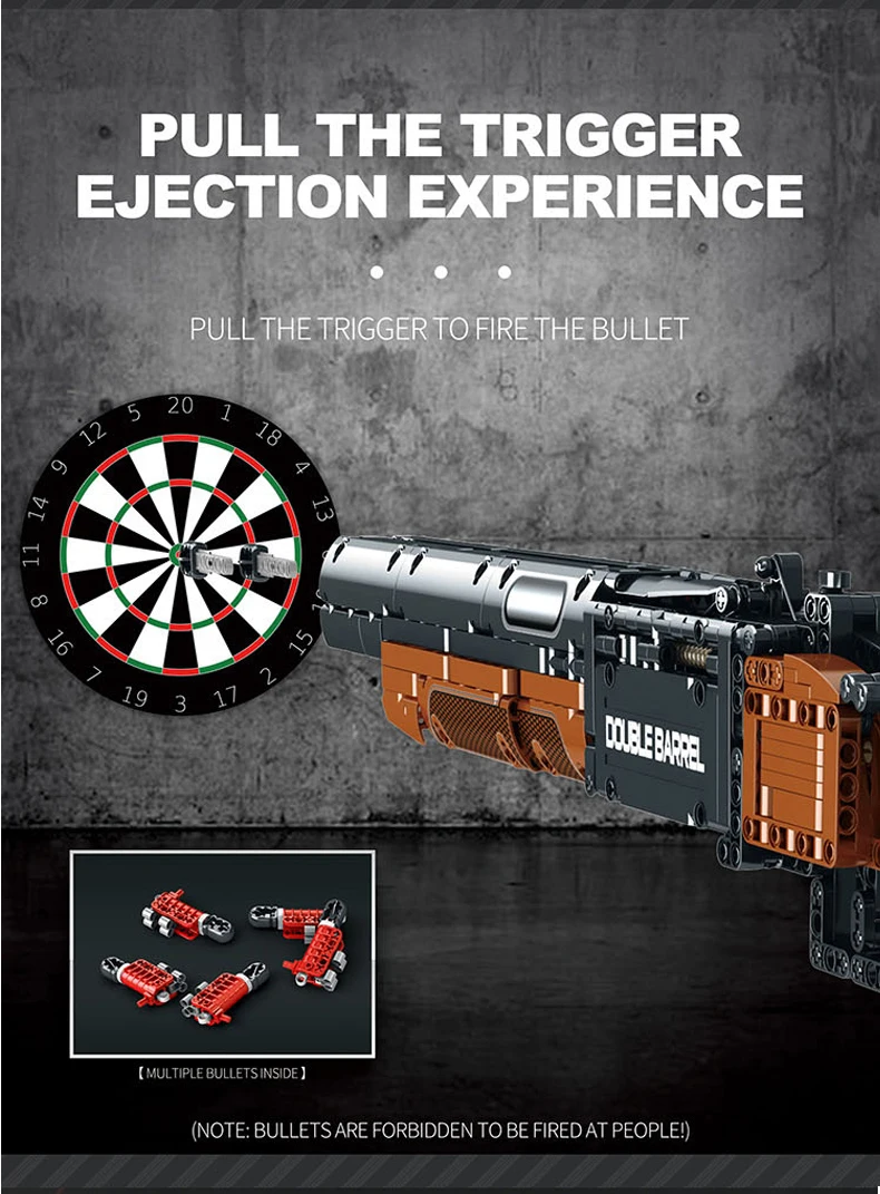 1006pcs Building Block Bricks Simulated Military Weapon DIY SINGLE/DOUBLE SHOT DOUBLE BARREL SHOTGUN Model Shooting Toy for Gift