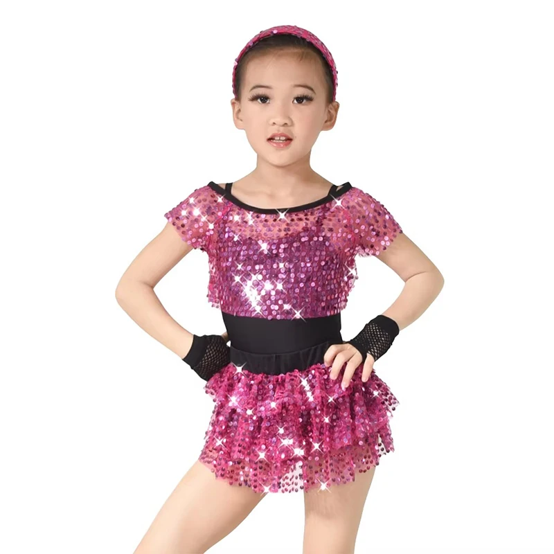 MiDee Stunning girls children modern dance costumes 3 piece set suit stylish hip hop outfits Shiny jazz stage performance wear