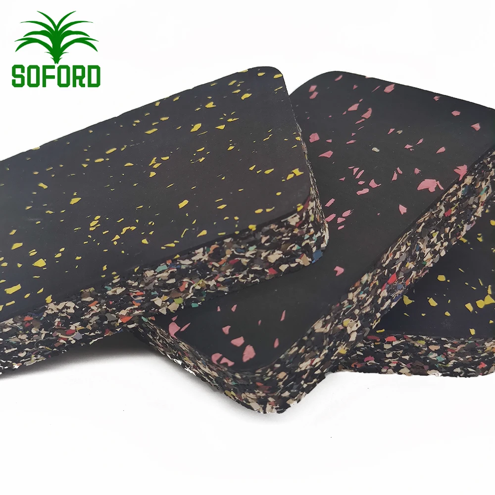 20mm Recycled Gym Rubber Floor Mat Environmental Friendly EPDM Fleck Rubber Floor Tiles for Gym Rubber Mat