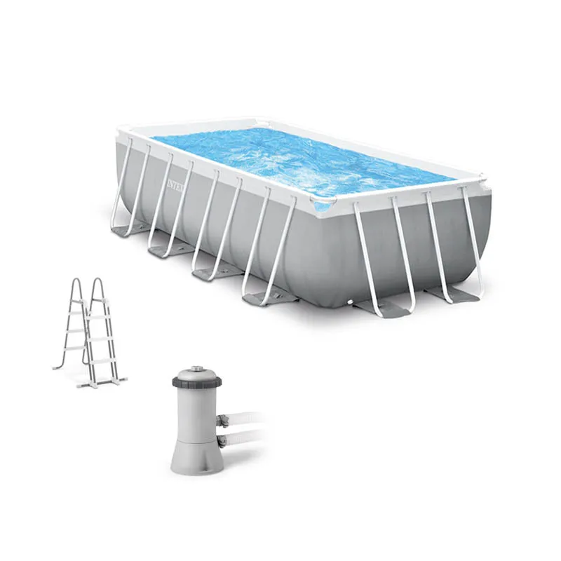 Intex 26790 Piscina Folding Steel Frame PVC Rectangular Family Above Ground Outdoor Garden Swimming Pool Set