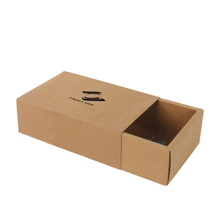 Recycled Single Color Foldable Socks Kraft Paper Drawer Brown Gift Box