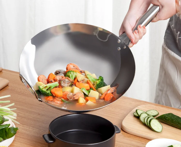 
XINCHU Stainless Steel Wok With Handle 