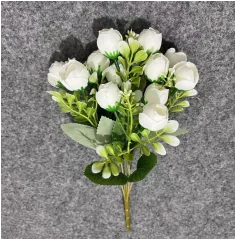 Rose Ball Artificial Flowers Combo Silk with Stems for DIY Bridal Wedding Bouquets