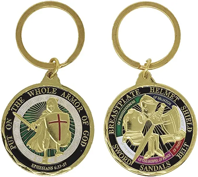 Classic Put on the whole ARMOR OF GOD coin keychain