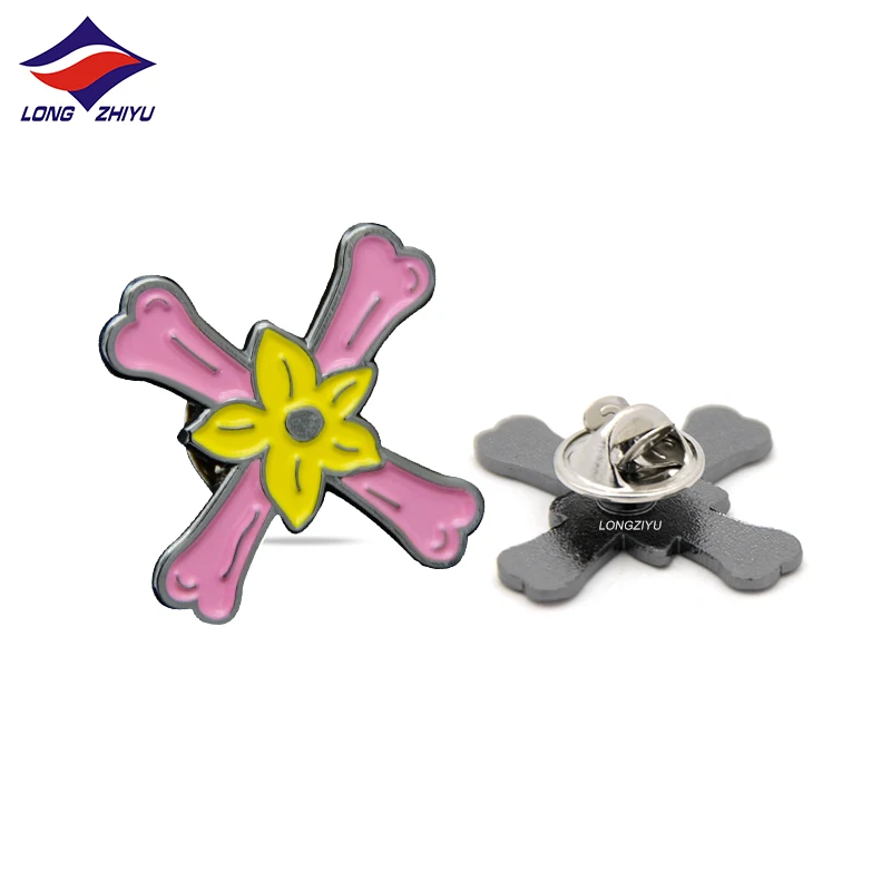 Shenzhen Longzhiyu 15Years Cheap Irregular Badge Manufacturer Bullion Badges Zinc Alloy Yellow And Red Colors Badge
