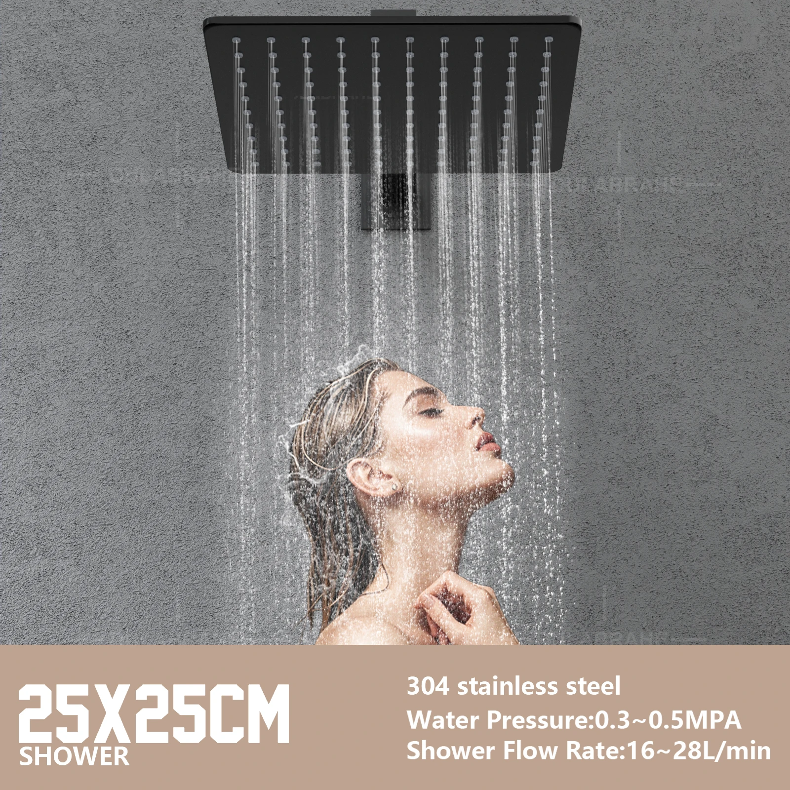 3 Functions Black Thermostatic LED Digital Display Shower Faucet 10inch Shower Head Contemporary Shower Set