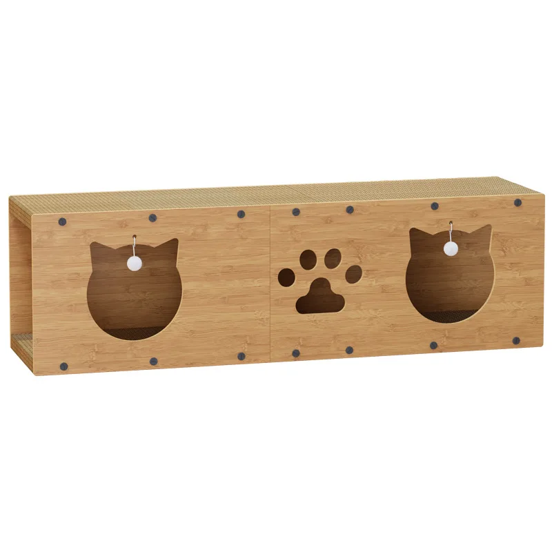 Sustainable Cat Tunnel Toy with Grab Board Universal Four Seasons Cat Nest Rolling Dragon Channel Made Wood Corrugated Paper