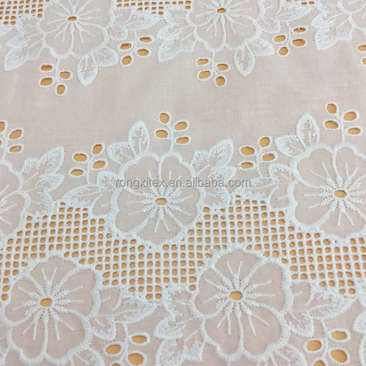 China Wholesale CRF2030 Cotton Eyelet Dry Lace Floral European Embroidery Cotton Lace Fabric for Home Textile and Garments