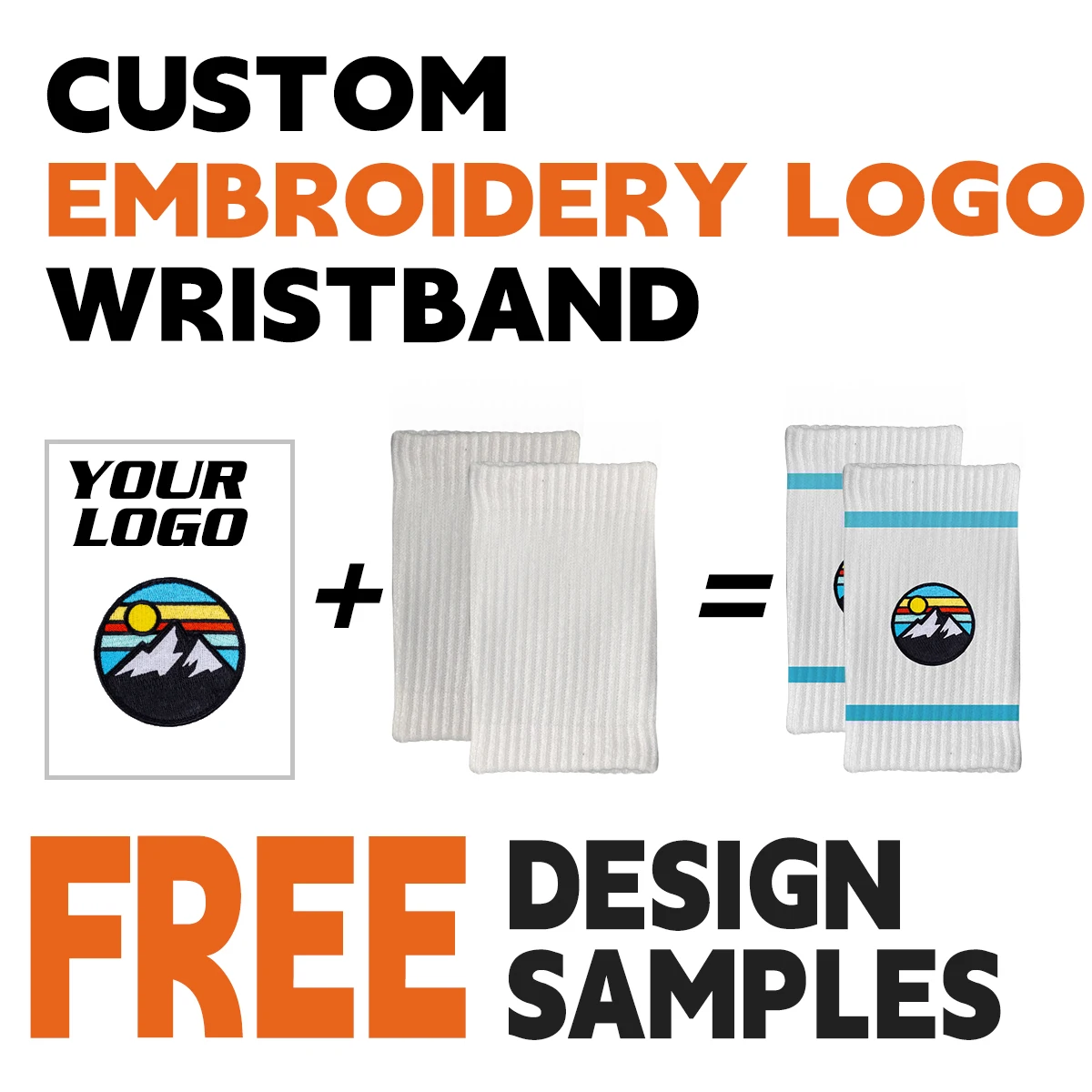 Free design custom logo cotton sports hand sweatband wristband custom print sports wristband
