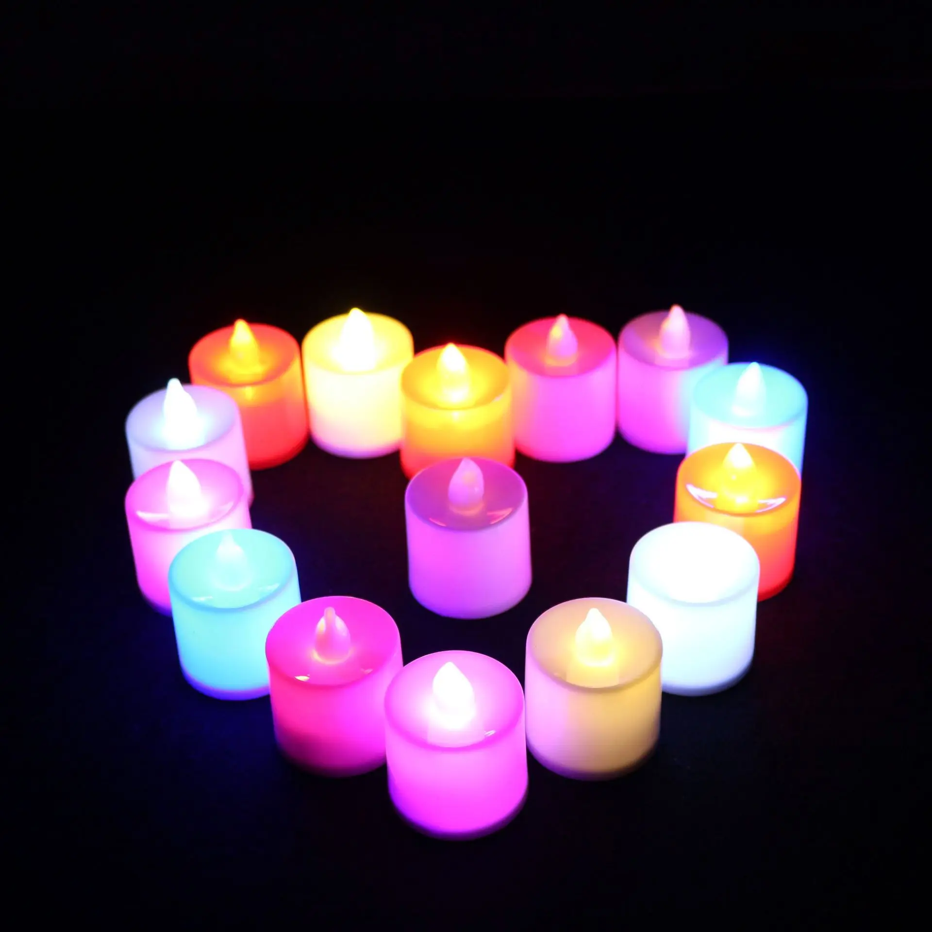 Colorful Electronic Flame less Mini Candle Lights Neon Warm Light Battery Operated Led Candles Flickering Tea Light