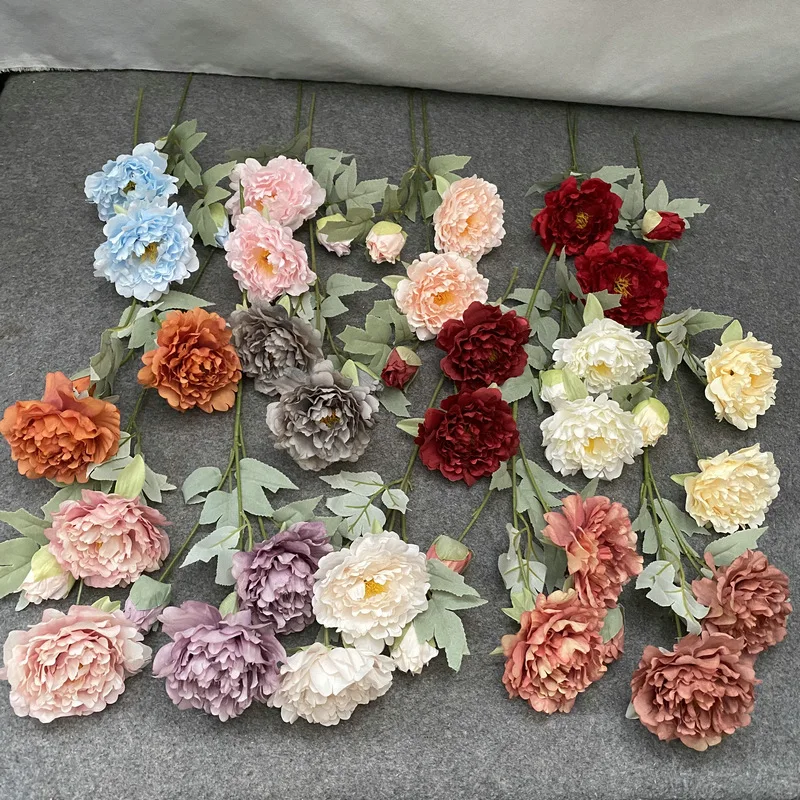 Wedding decoration artificial flower peony real touch rose single foreign peony