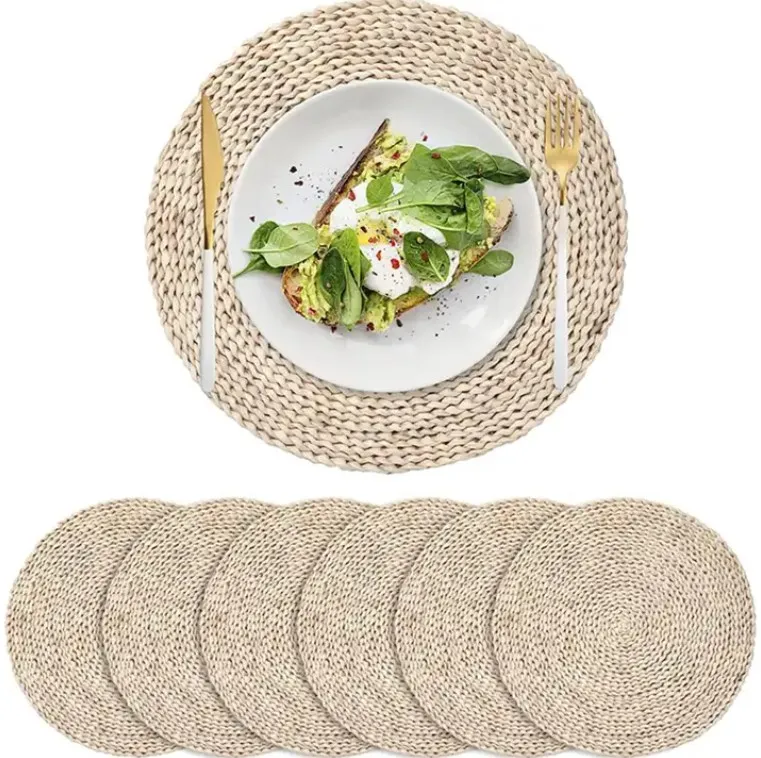 Corn Husk Place Mats and Coaster Set Braided Rattan Charger Plates for Wedding Kitchen Dining Table