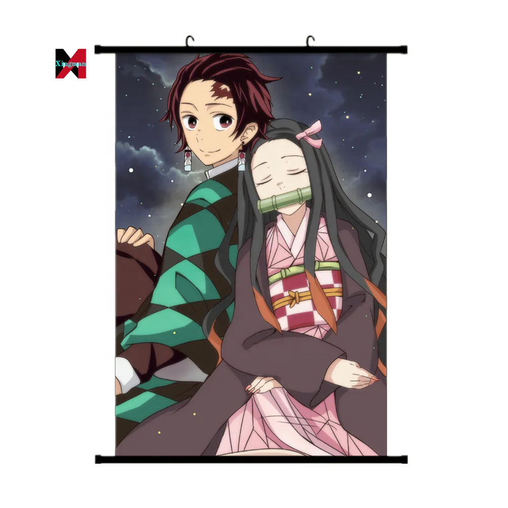 2022 new 4 size 40 designs Japan Anime wall scrolls Manga demon slayer Poster with plastic hanging rods