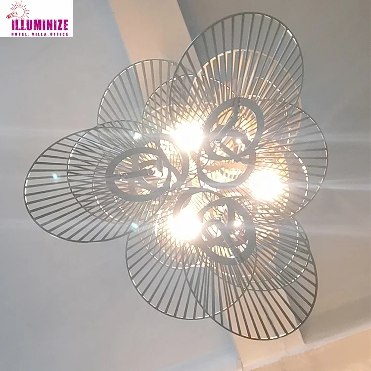 Customized Products Modern Nordic Design Lamps Living Room Decor Industrial Metal Gold Fan Led Chandelier Pendant Lamp