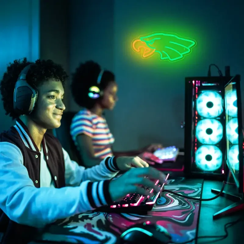 Manufacturer Fast delivery Dropshipping  Eagle Neon Sign Green White Neon Light logo neon sign