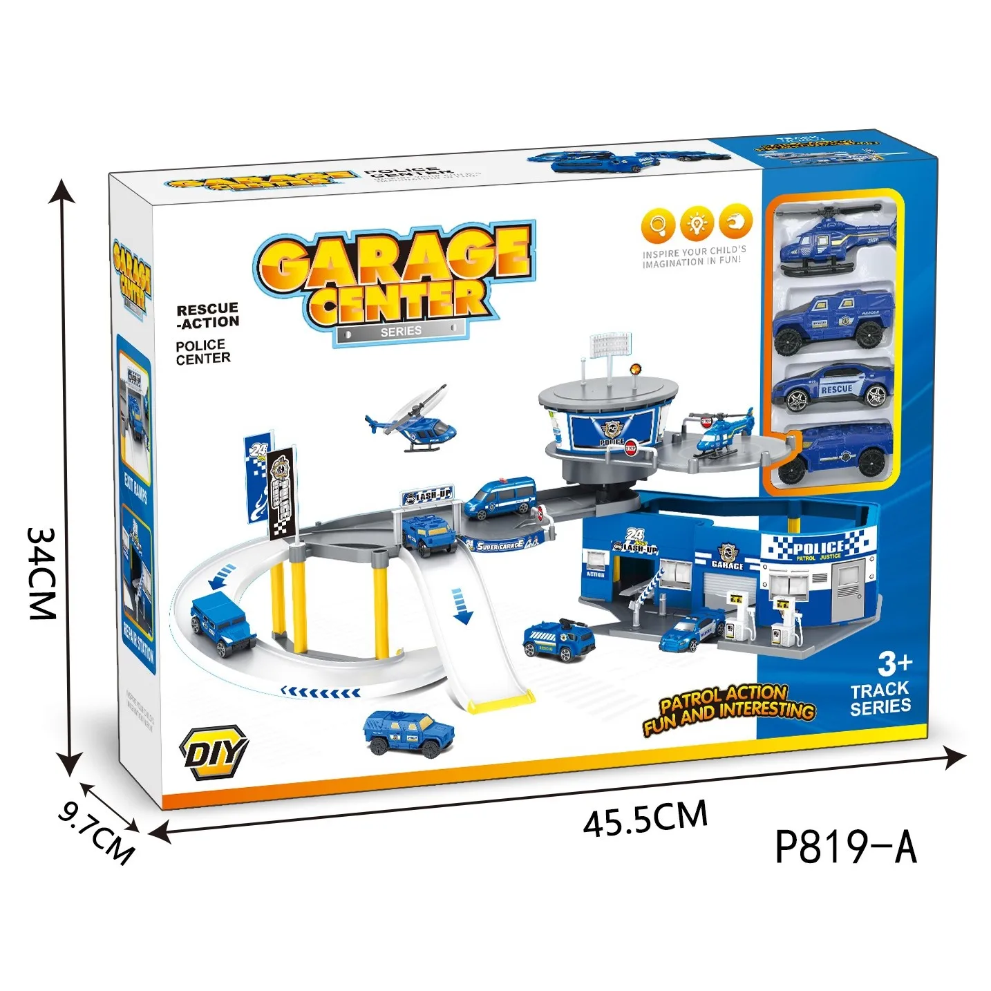 Kids DIY Assembling Police Station Parking Lot Legoing Garage Mini Figures With Cars Train Track Toy Children New Toys