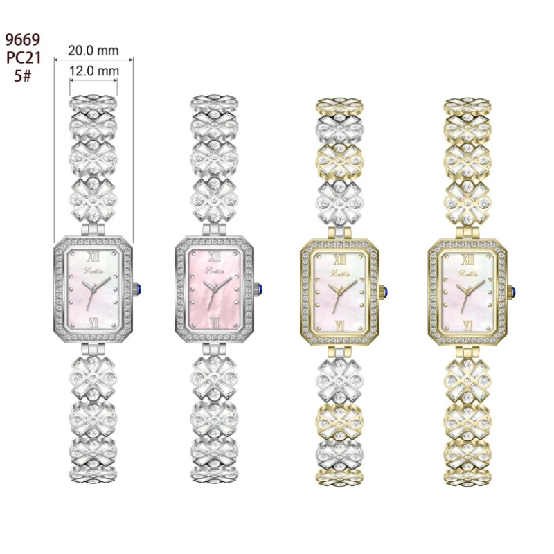Scottie 9669 Ladies Quartz Wristwatch with Elegant Luxury Custom Bracelet Strap New Arrival Mossainte Dial and Band Design