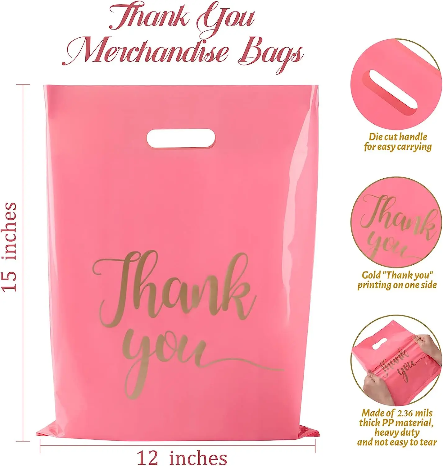 Wholesale Square Bottom Die Cut Handle Plastic Package Bags for Clothes LDPE/HDFE Package Bag for Shoes