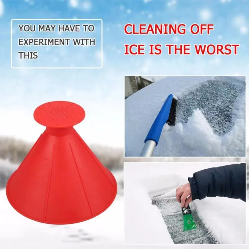 2 In 1 Cone Snow Brushes Shaped Magical Snow Brush Ice Scraper Car Outdoor Sports