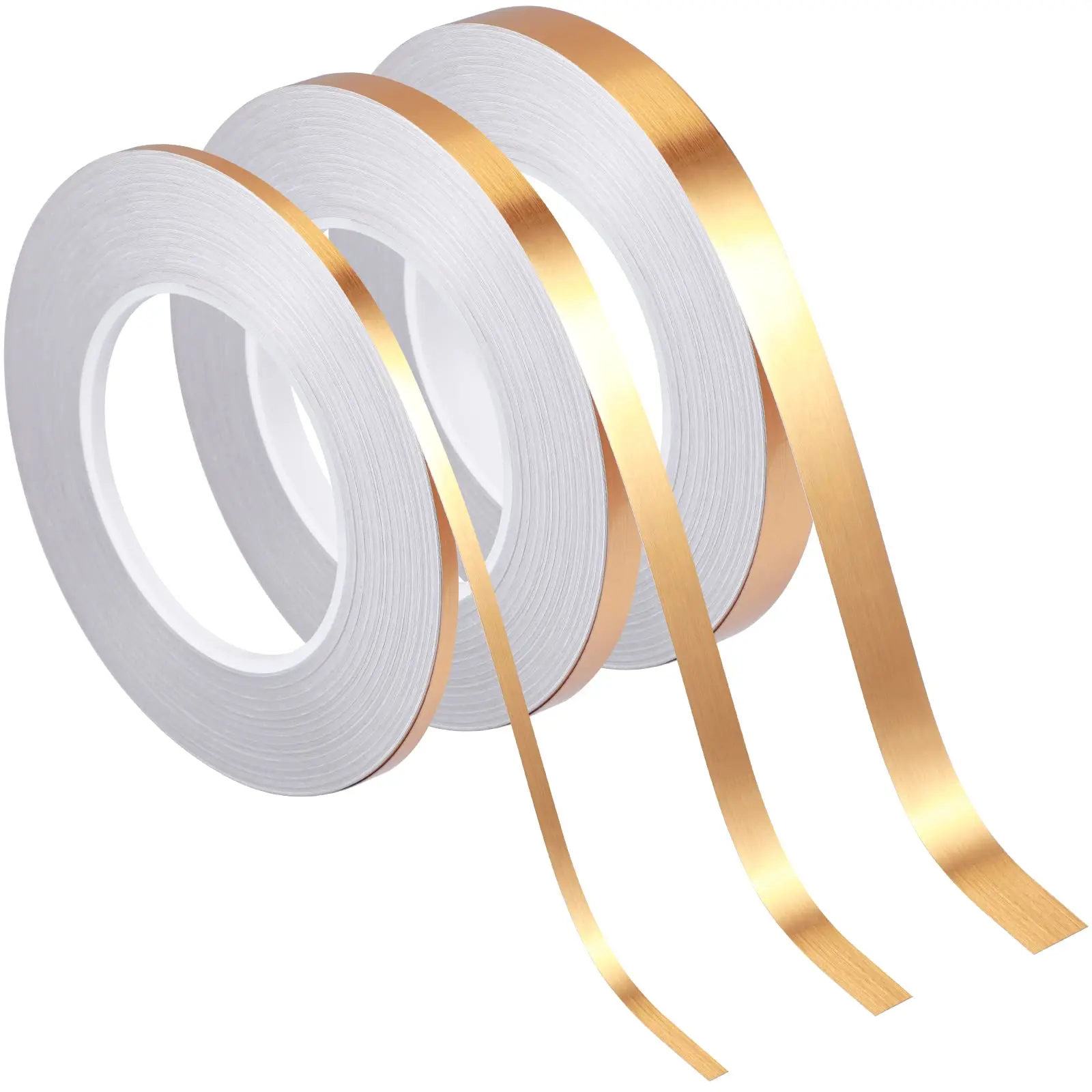 Gold Washi Tape for Detailing Accent Walls Graphic Arts Cars and,3 Rolls Gold Tape, Self Adhesive Metalized Polyester Film Tape