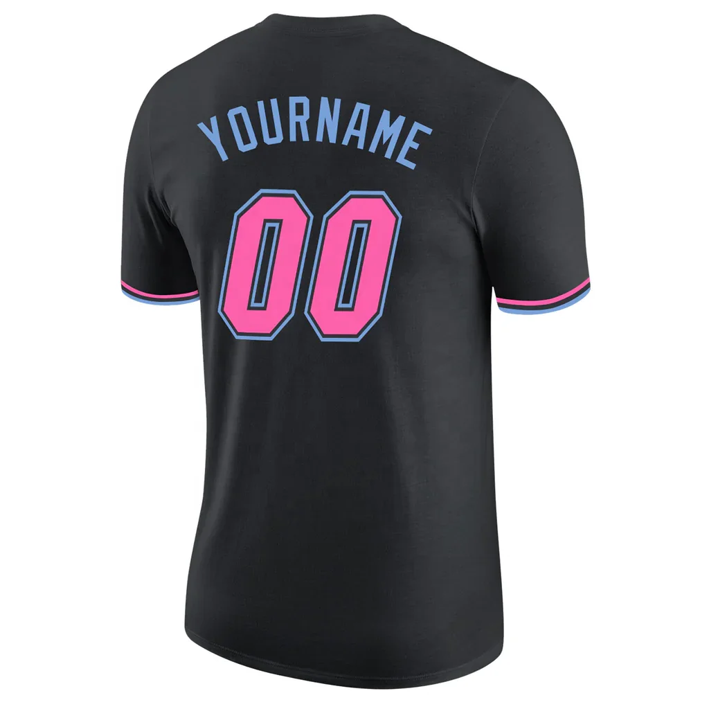 Custom Miami Pink Black  Blue Performance print  T-Shirt