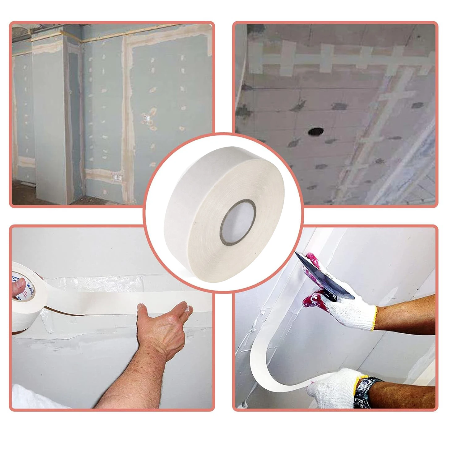 NQFIBER Waterproof High Tensile Strength Drywall Board Taping Tool Paper Tapes for Drywall Joining 50mmx75m