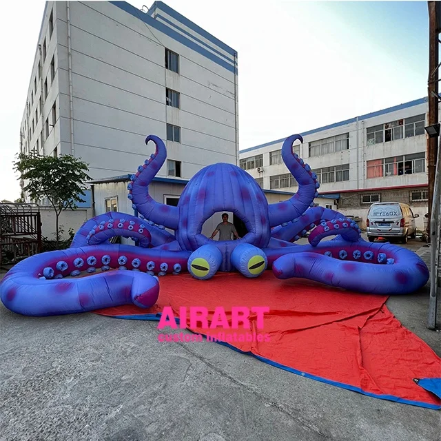 Giant size blue color music festival DJ stage decoration inflatable octopus balloon