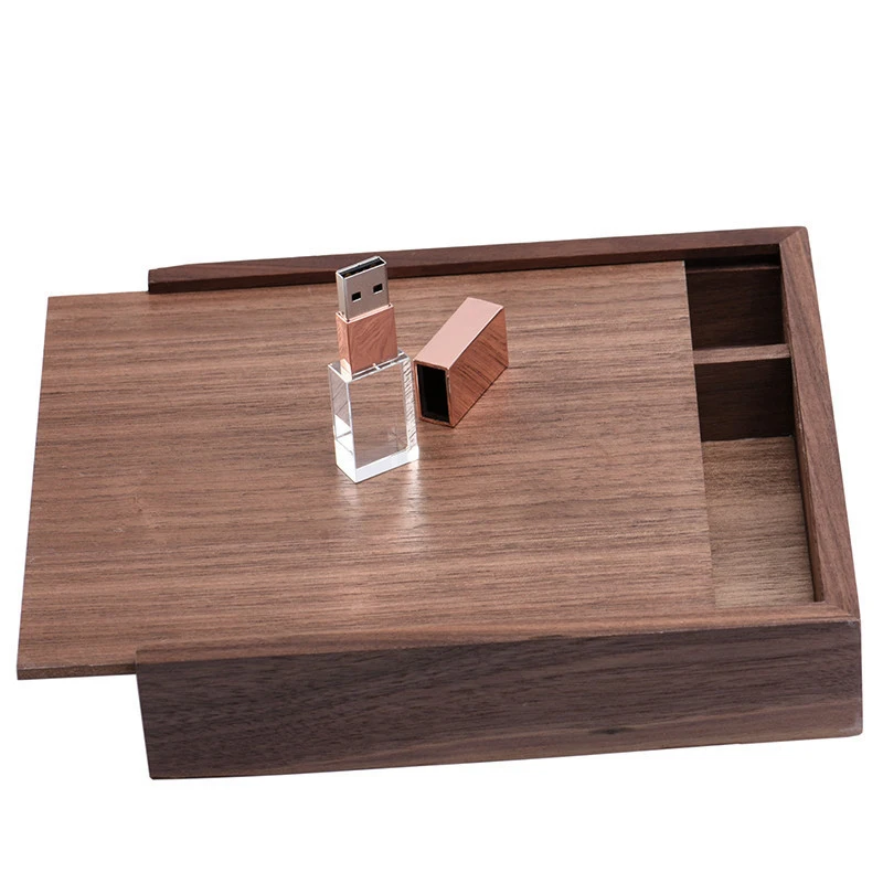 FREE LOGO walnut Photo Unique Album Wood usb+Box Memory stick Pendrive 8GB Photography Wedding Studio