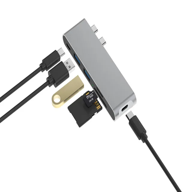 unique dual USB c male to usb A 3.0,TYPE c,TF,SD HUB