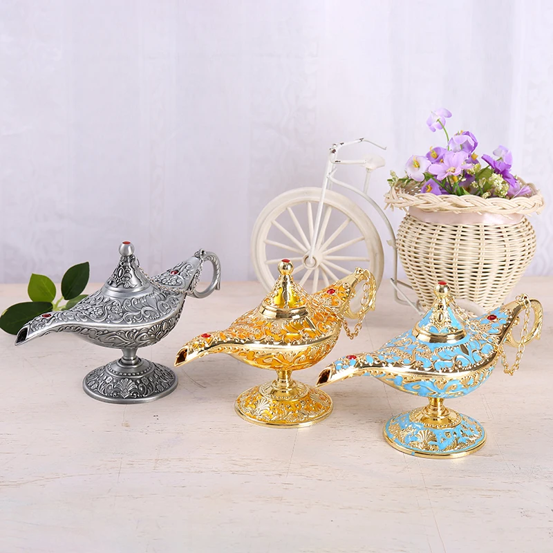 
Metal Zinc Alloy Enamel Aladdin Genie Lamp For Living Room Decoration Gifts 