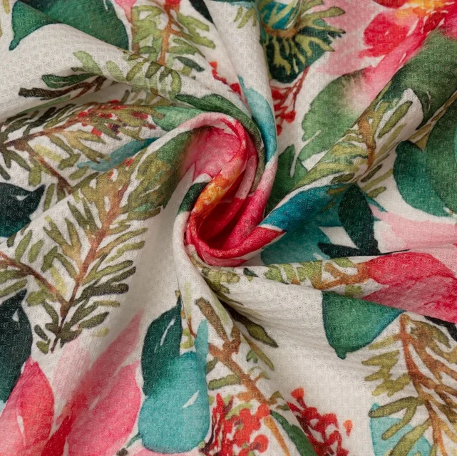 waffle fabric knit custom printed 94 polyester 6 spandex waffle knit fabric for clothes