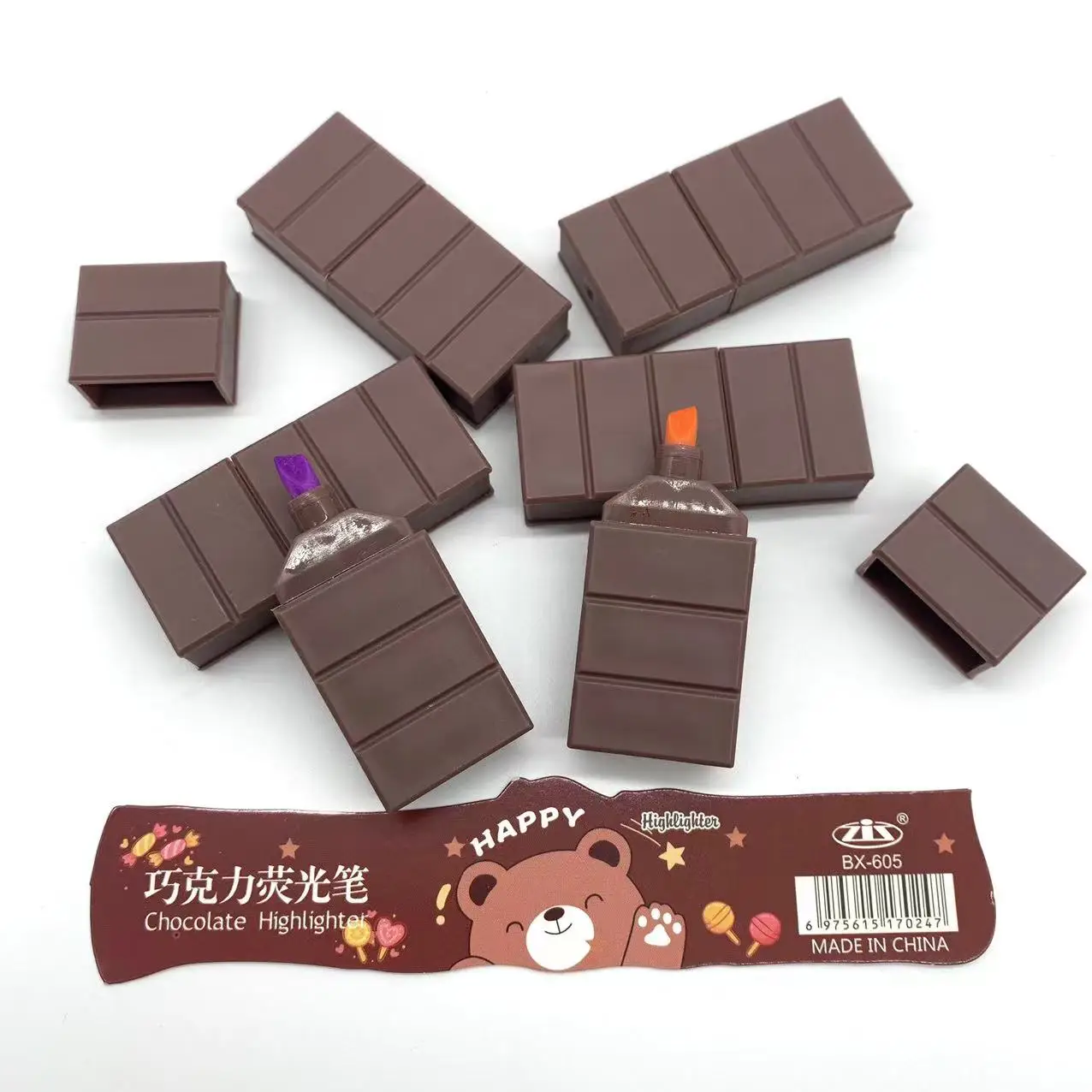 2024 Mini Chocolate Shaped Gift Highlighter Marker Pen for Kids Stocking Stuffers