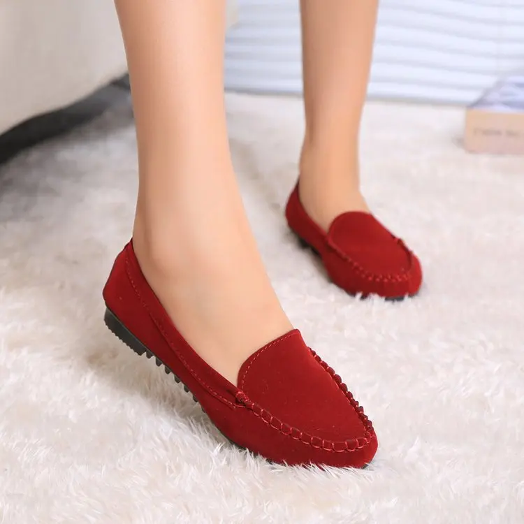 2022 Wholesale Fashion Ladies Casual Dress Shoes Women Comfortable Slip On Leather Ballet Shoes Soft Classic Round Toe Flats