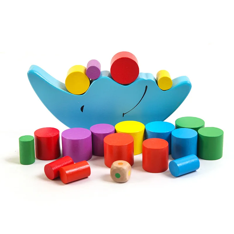 Building Block Toys Children Early Education Puzzle Stack Tower Wood Balance Board Wooden Moon Balance Game