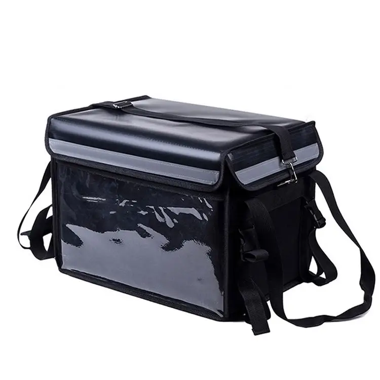 New arrival waterproof nylon pizza food delivery cooler bag takeaway incubator with clear card pocket