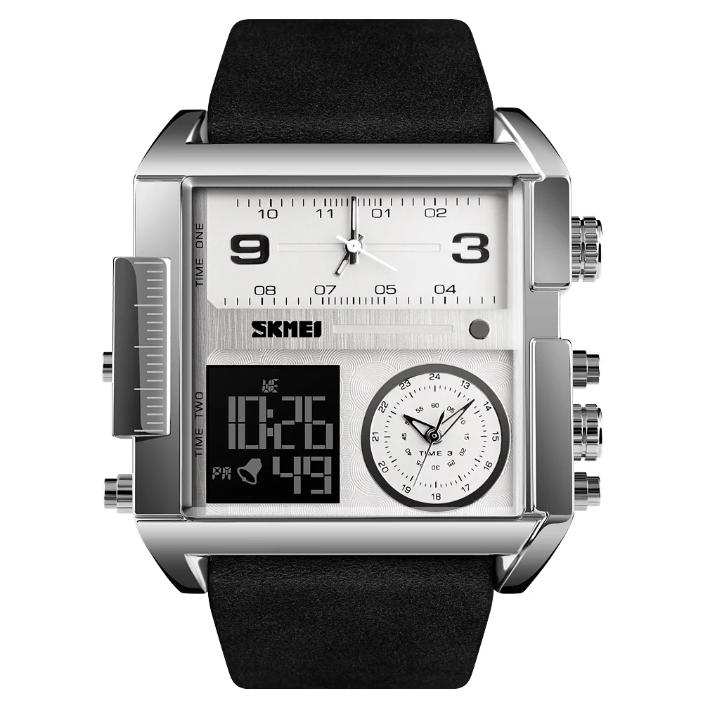 Skmei factory analog digital watch 1391 large mens watches chronograph feature watch men 3atm water resistant stainless steel