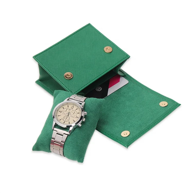 Custom Logo Single Watch Travel Leather Pouch With Card Holder Luxury Shopping Gift Leather Bag For Watch