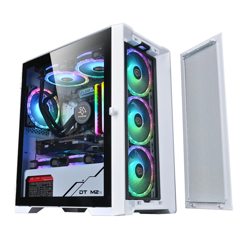 SNOWMAN CS032 Mainstream Gaming PC Mid Tower Case MATX Mini ITX Customized Tempered Glass Computer Case Desktop Case Tower White
