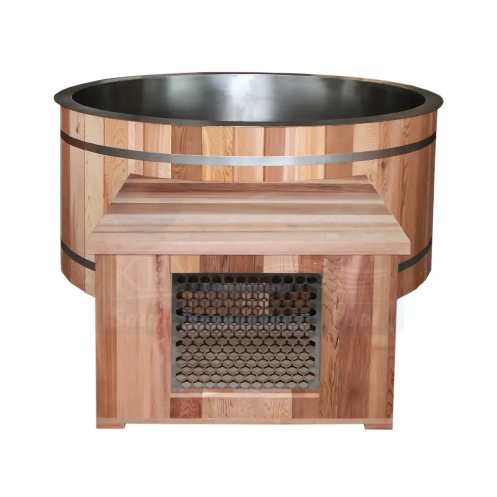 Outdoor Wood Cold Plunge Tub Wi-Fi control New Design Red Cedar Wood ice bath Tub Cooling Unit Ice Bath Tub Chiller For Athletes
