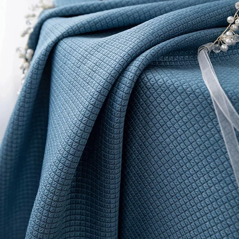 blued Top Grommet Thermal Insulated Blackout Window Curtains for Home Living Room