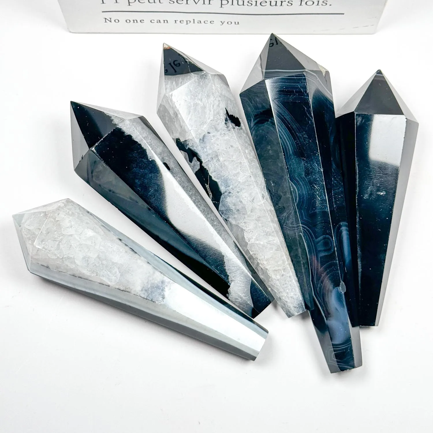 Wholesale Natural Crystal Healing Wands Premium Quality Black Sardonyx Wands for Meditation & Energy Clearing