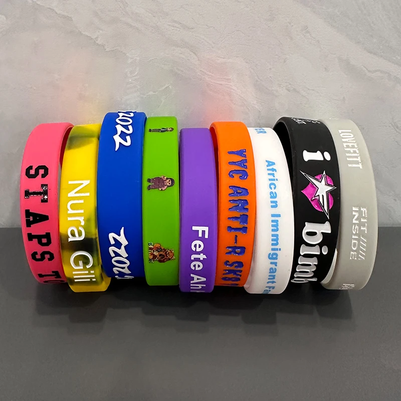 Personalized Party Events Purple Silicon Wrist Bands Custom Printed Brand Rubber Silicone Wristbands