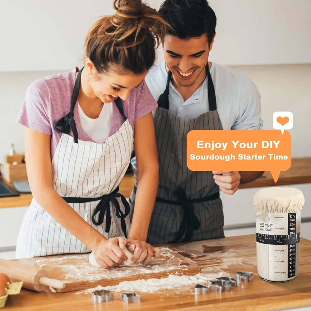 24oz Mason Sourdough Bread Fermenter with Graduated Glass Yeast Petri Dish