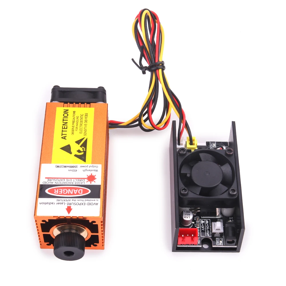 15W Laser Head 15000mW Blue Laser Module for CNC Router Engraving and Cutting with Glasses