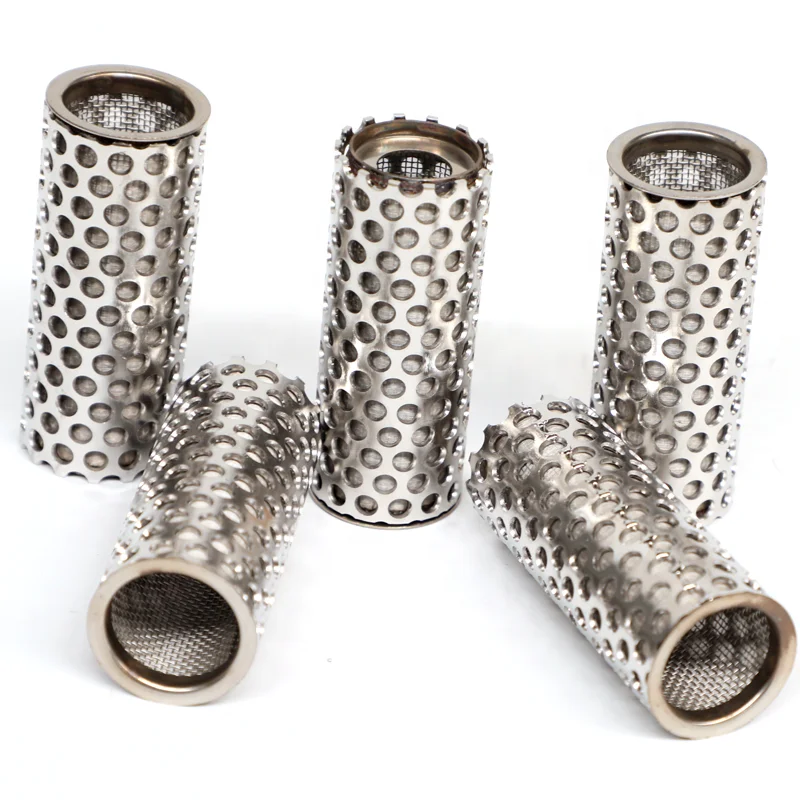 304 316 Stainless Steel Wire Mesh Filters Cylinder Perforated Round Hole Filter Tube Mesh Filter