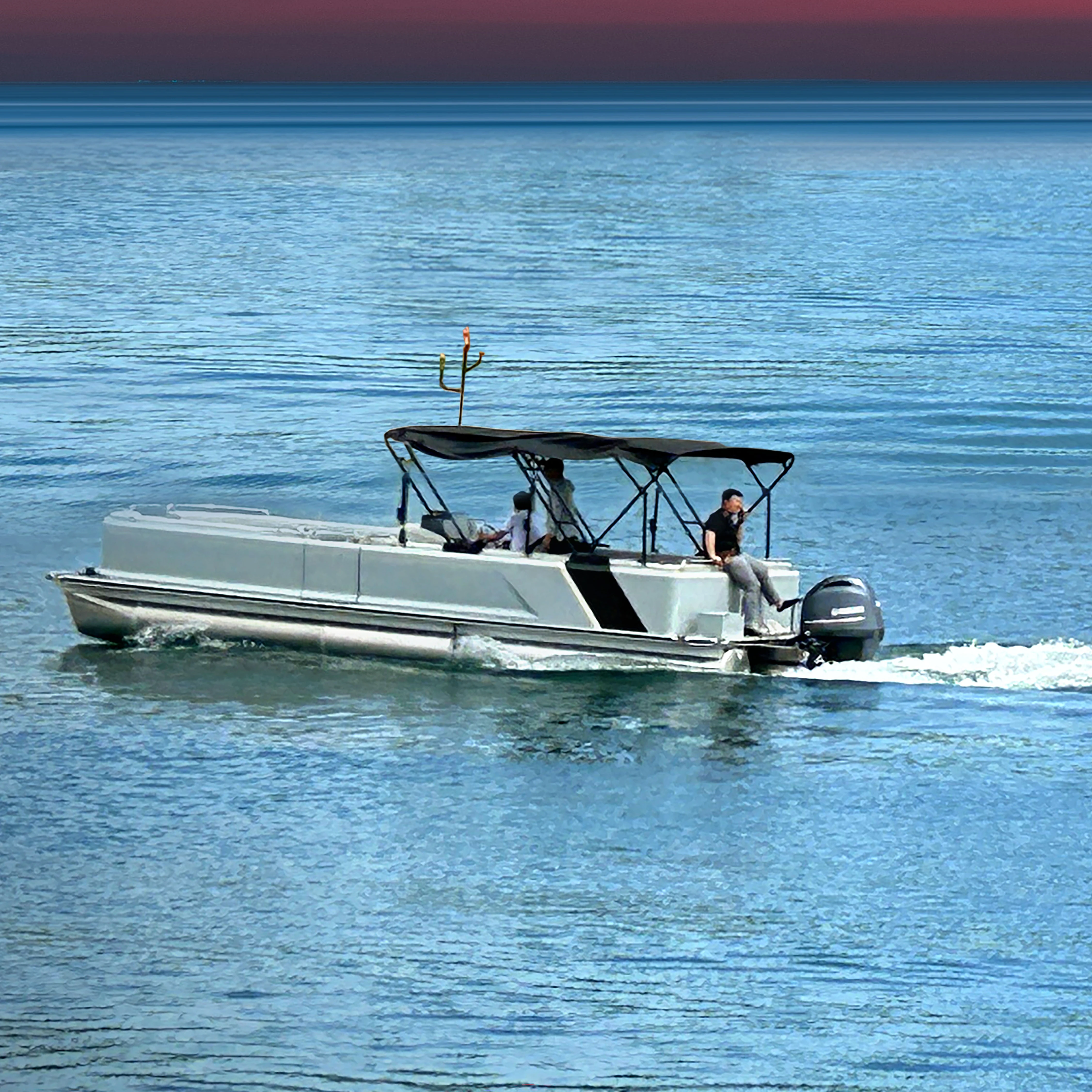 30FT 9M CE Certified Luxury Fiberglass Passenger Ship Tritoon Pontoon boat for sale