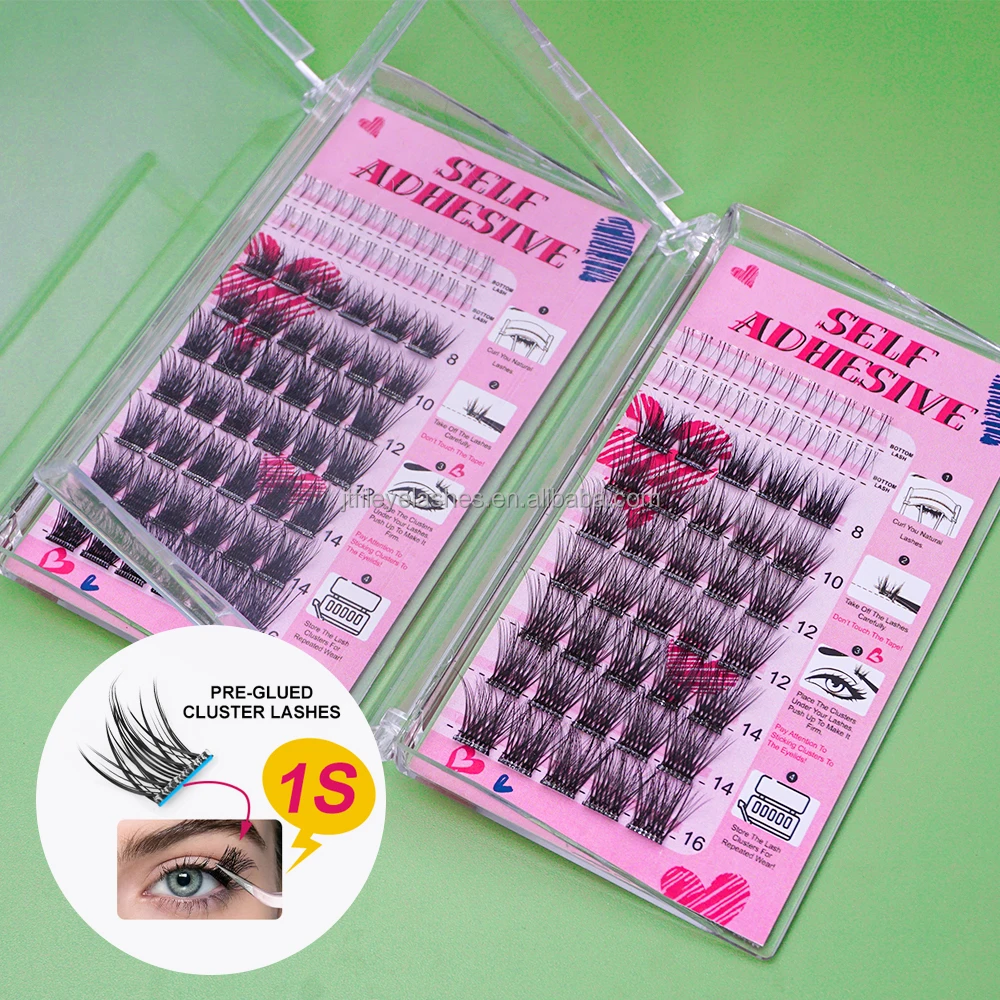 2024 No Glue Needed 3D Effect Segment Diy Eyelash Press On Eyelashes Pre-Bonded Diy Segment Lash pre glued cluster lashes