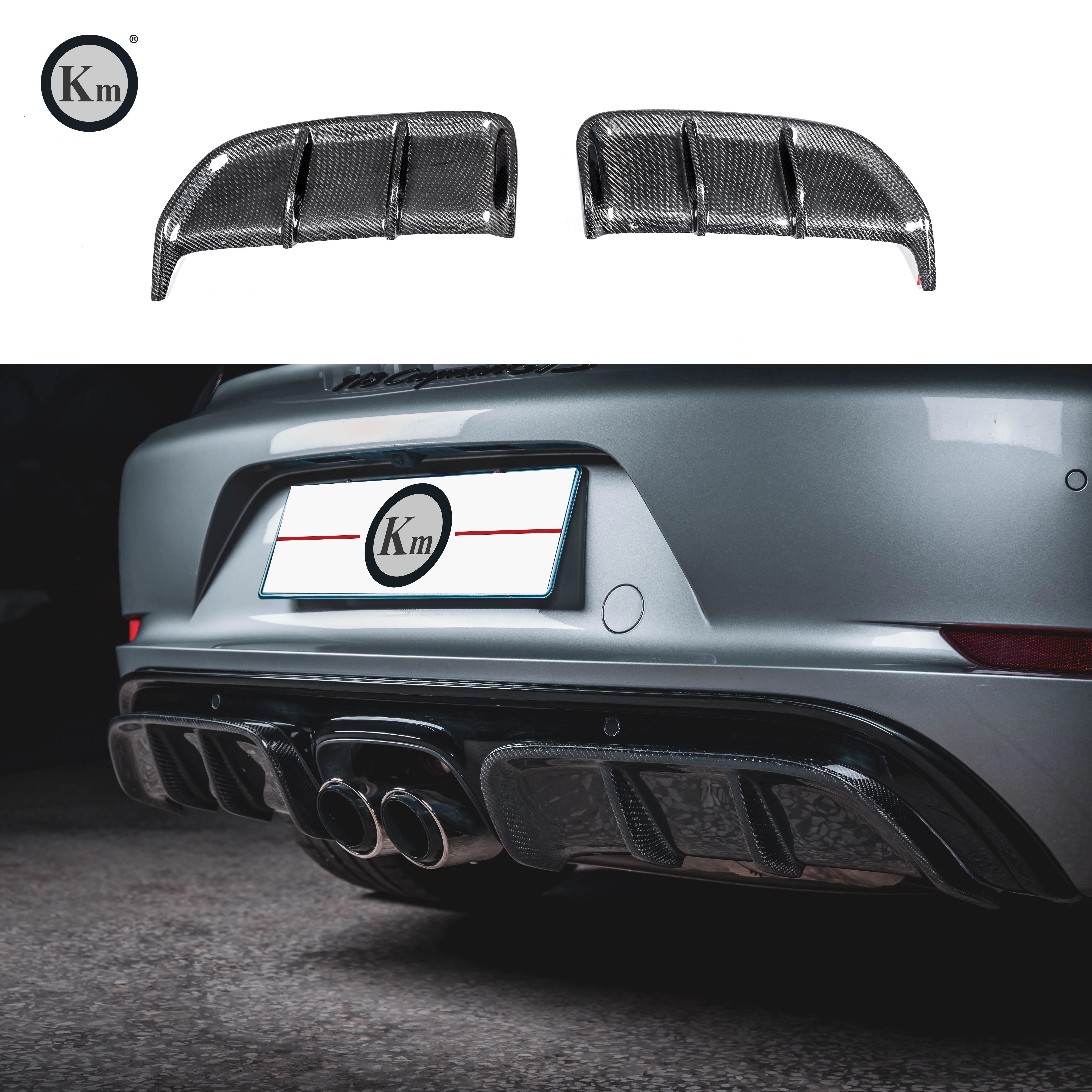 KM  For Porsche cayman boxster 718 982  carbon fiber  rear diffuser rear bumper front lip splitter front bumper 2016-up